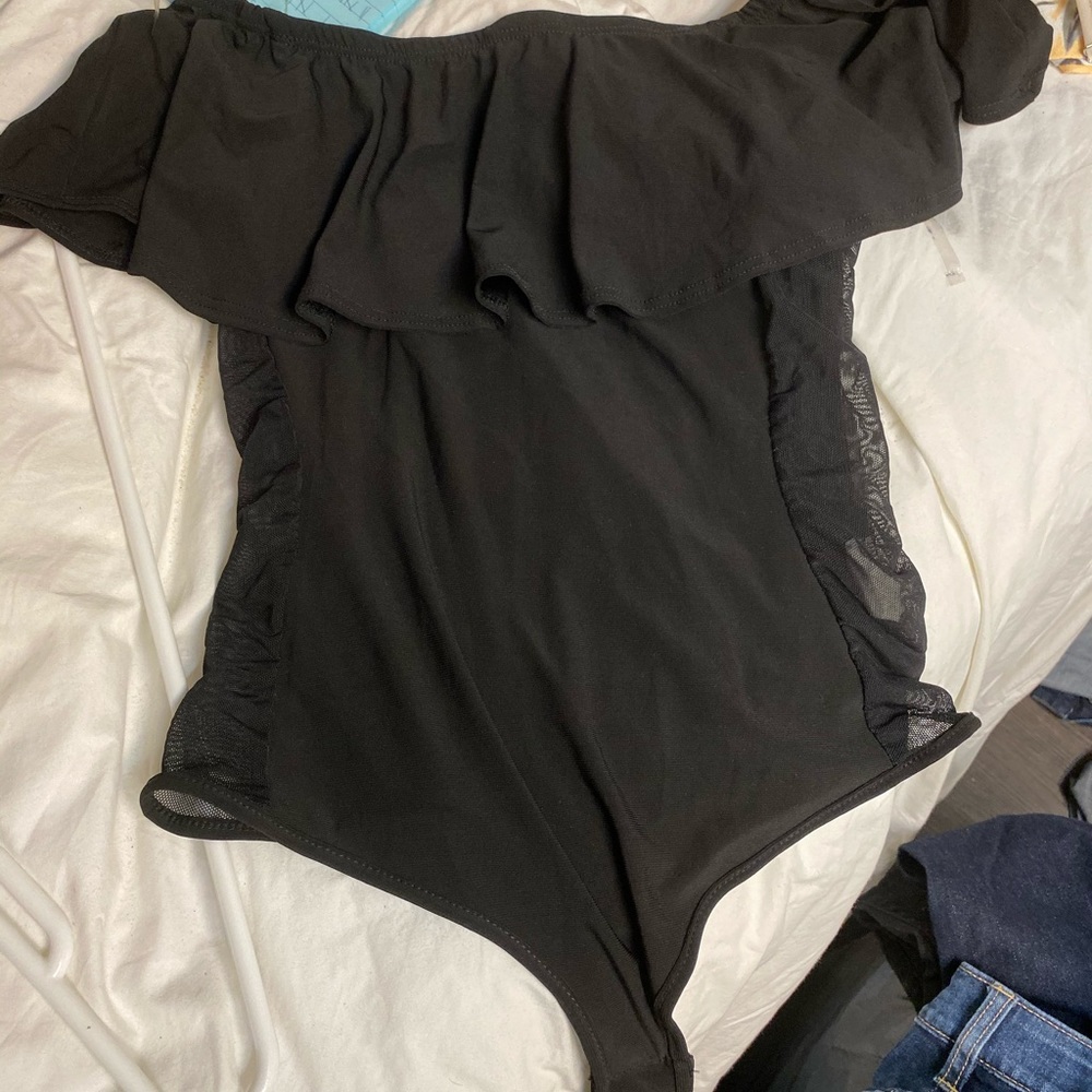 Mesh off the shoulder body suit